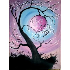 Izzó Hold - Olaj festmény