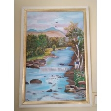 Séta a folyó partján - Olaj festmény
