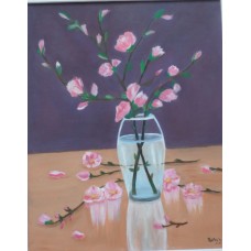 Tavaszi ág vázában - olaj festmény 